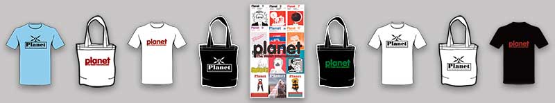 A range of Planet Supporter merchandise
