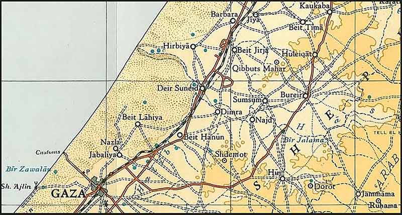 British Mandate Government map of Bureir, 1945.