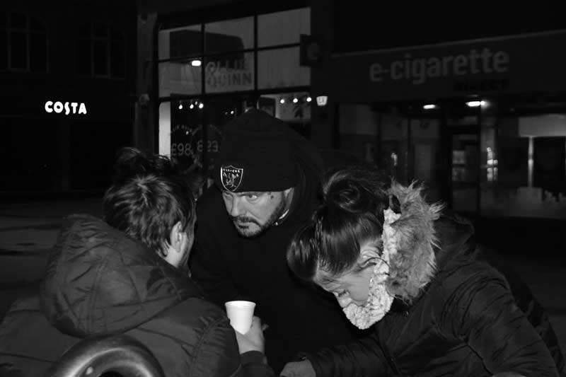 Chris and Kelly Newth, serving tea and helping to secure someone accommodation for the night. © Seb Cooke
